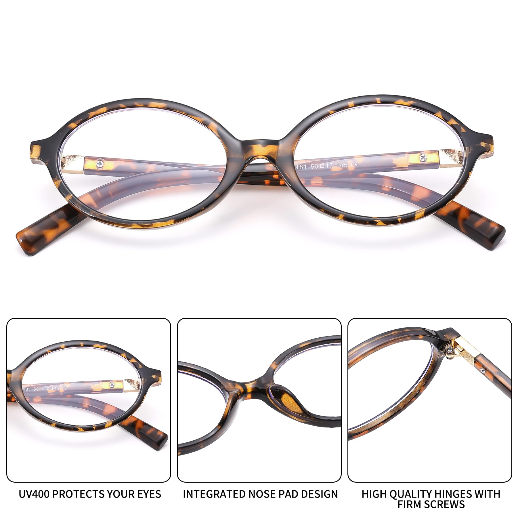 Gafas antiluz azul para mujer - Gafas de ordenador con bloqueo del 99% de la luz azul - Montura ovalada de moda