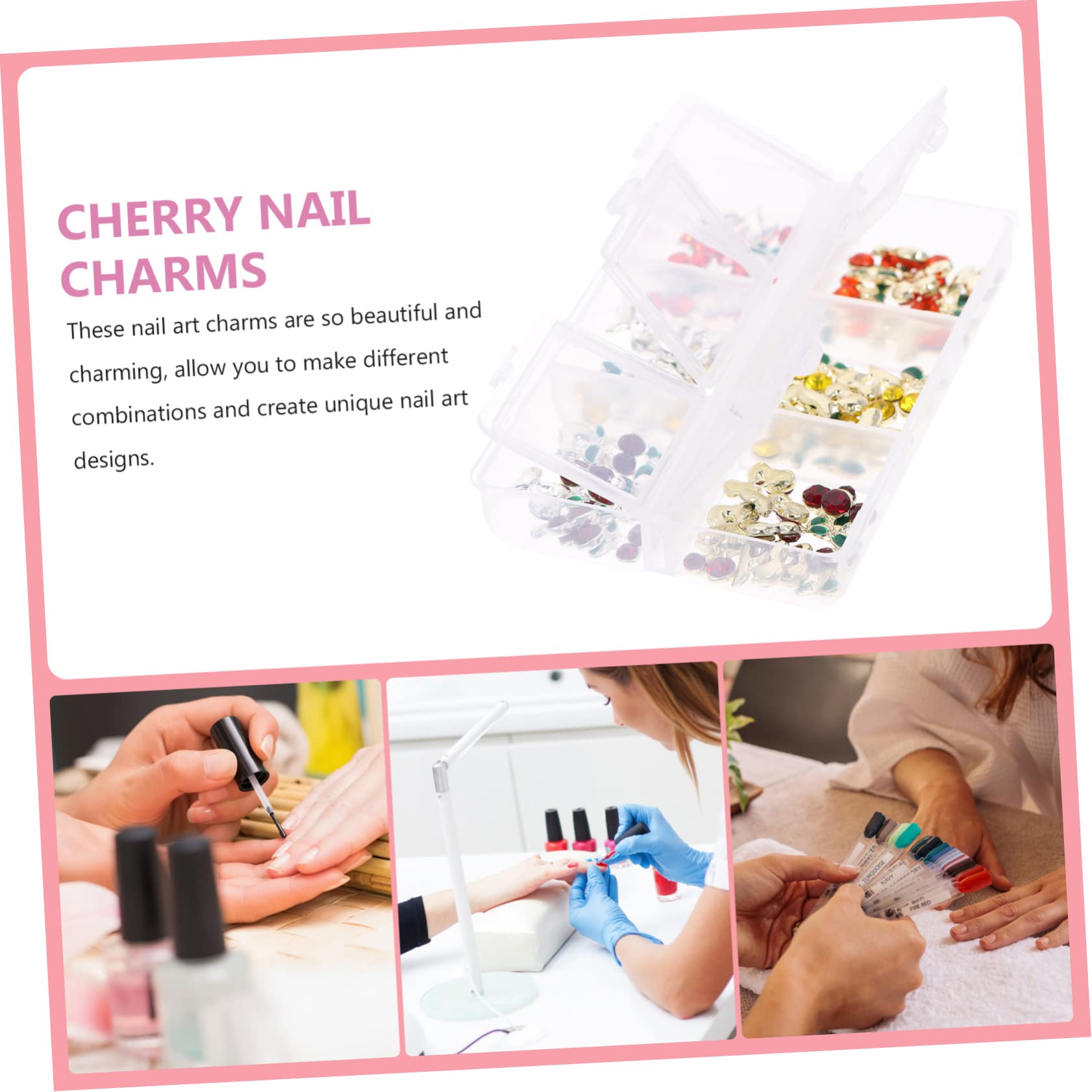 Healvian 120 Piezas accesorios de arte de uñas de diamantes de imitación decoración uñas decoraciones uñas gemas de uñas de cereza adornos de brillo pedrería joyas encantos de uñas clavos