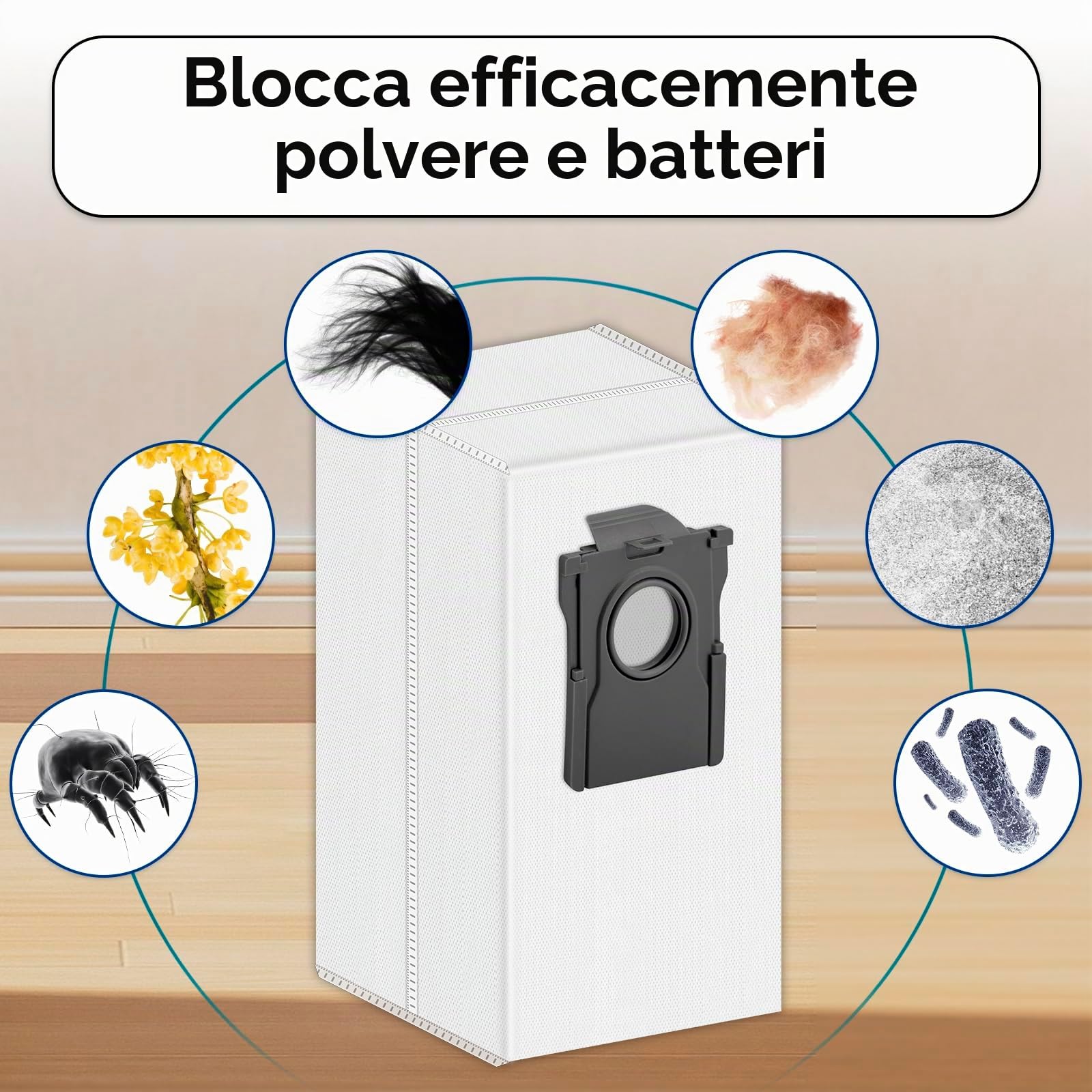 (20 pezzi) Z50 Ultra pezzi di ricambio compatibile con aspirapolvere robot Mova Z50 Ultra/Z5/Z5 Pro Ultra, 1 spazzola rotante, 1 mop catena binaria, 6 filtri HEPA, 6 sacchetti per polvere, 6 spazzole