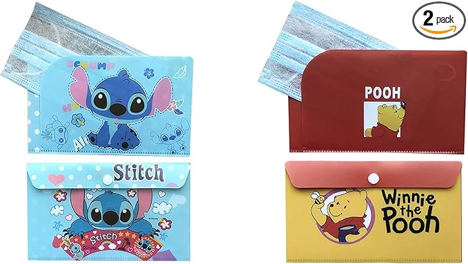 Amazon Evisuk 2点セット くまのプーさん スティッチ マスクケース マスク入れ マスク専用ケース マスク収納 使い捨てマスク 小物収納 安い 薄型 携帯用 便利 かわいい おしゃれ Evisuk 布マスク