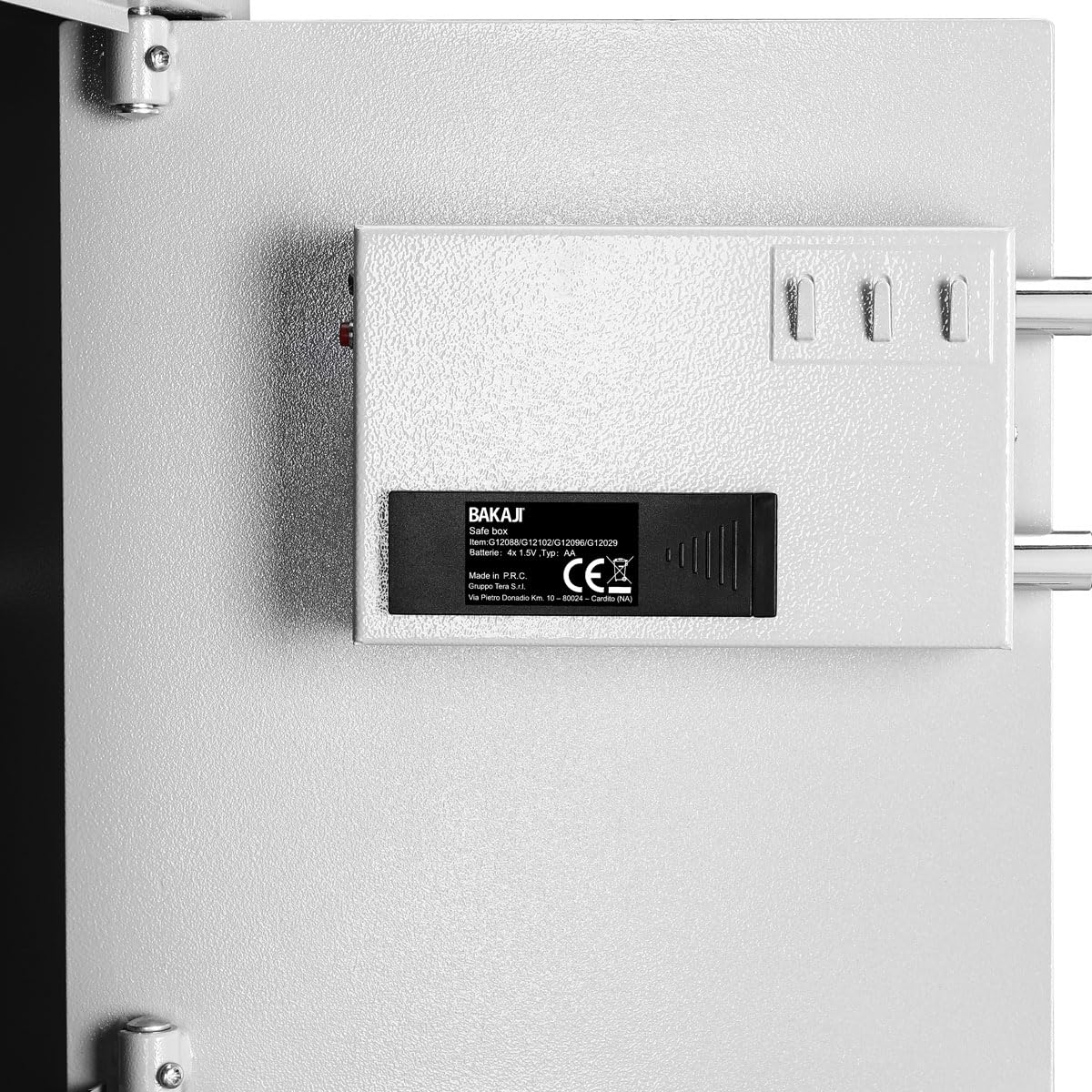 BAKAJI Caja fuerte electrónica de seguridad con caja de batería externa, caja de valores y documentos antirrobo para casa, hotel, armario de pared o independiente, 40 x 35 x 40 cm (gris)