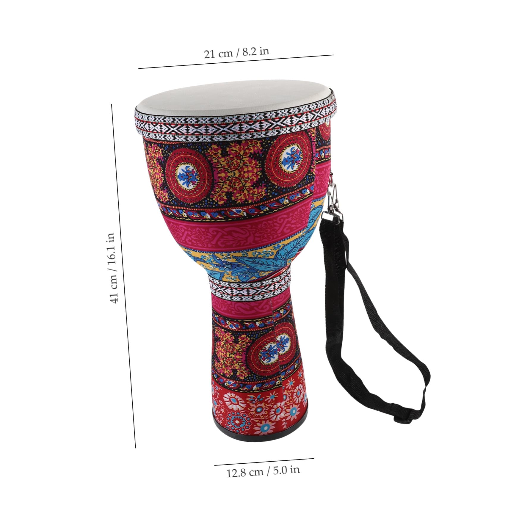 Djembé Africano Pequeño PVC 8, 5 Pulgadas para Niños y Principiantes | 1 Pieza, Correa y Cuerda Incluidas, Patrón Pintado a Mano, Uso en Escuela Banda Estilo Aleatorio