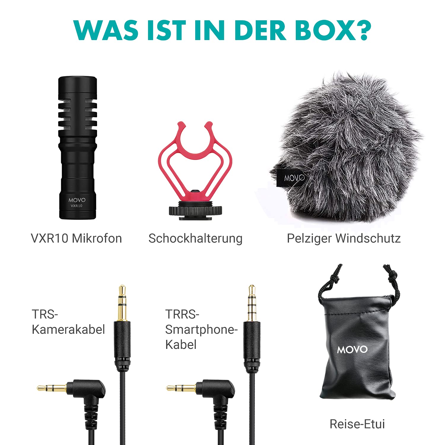 Movo VXR10 Universal Videomikrofon mit Vibrationsdämpfer Stoßdämpfer Schockhalterung, Tragetasche, für iPhone, Android Smartphones, Canon EOS, Nikon DSLR- perfektes Kameramikrofon, Richtrohrmikrofon