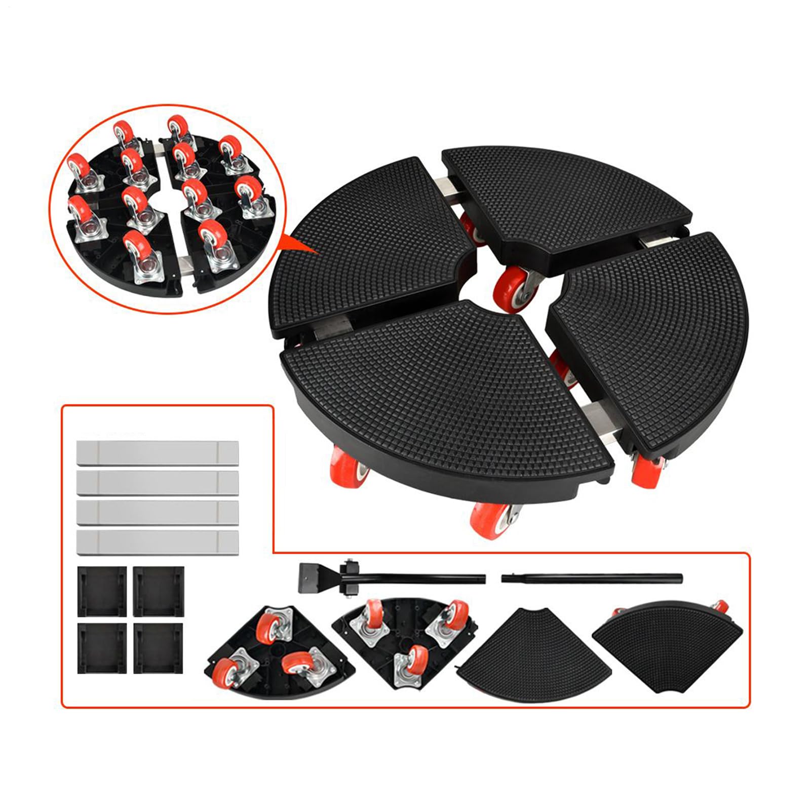 Kit professionale per lo spostamento di mobili – 4 rulli, in acciaio e distanziatori, di sollevamento e trasporto di mobili pesanti, per spostare letti, armadi, frigoriferi