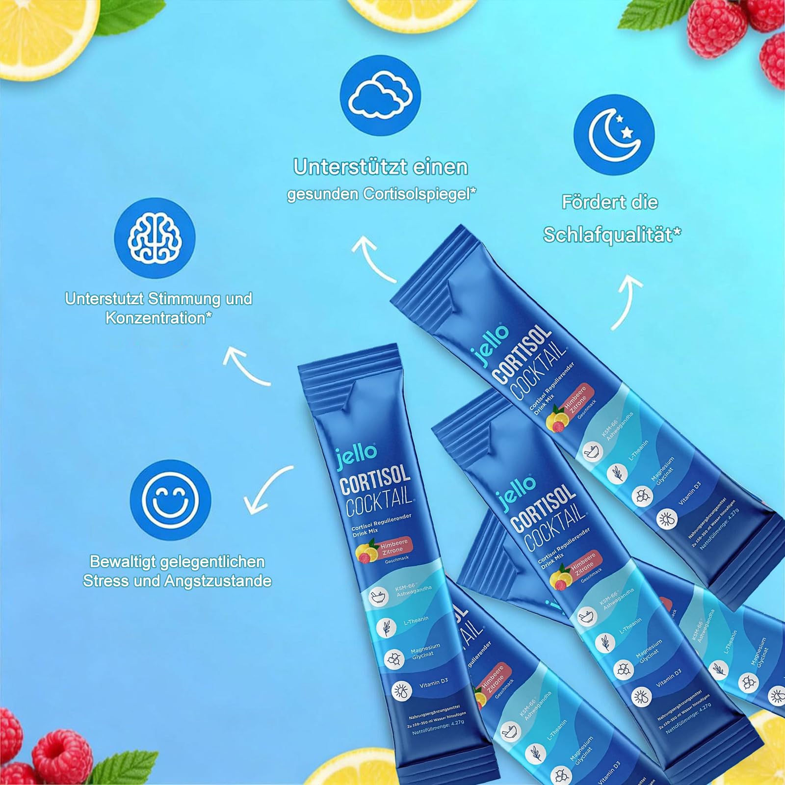 Pulver, Cortisol Senken Abnehmen (1 Beutel) | Upgrade 20 Stück Procalm Pulver, Konzentration Steigern, Stress Natürlich Reduzieren, Cortisol Balance, für Männer und Frauen