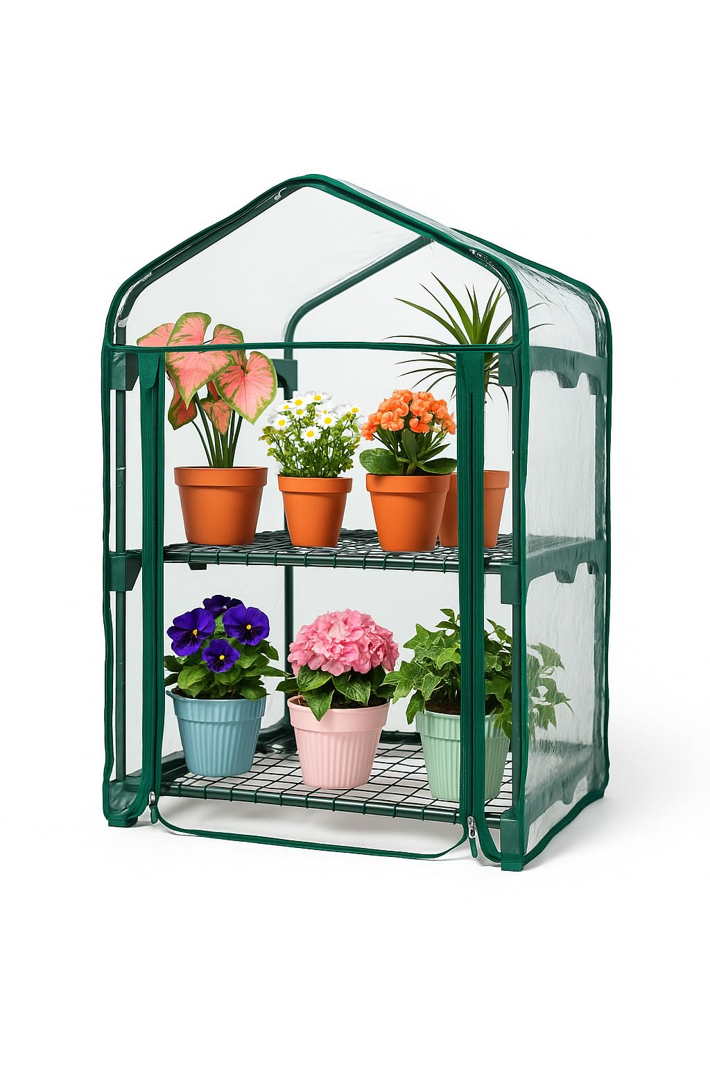 DIVCHI 2 Tier Greenhouse for Indoor & Outdoor Use | Durable Steel Frame | Clear PVC Cover | Ideal for Growing Vegetables, Flowers, Herbs, and Seedlings