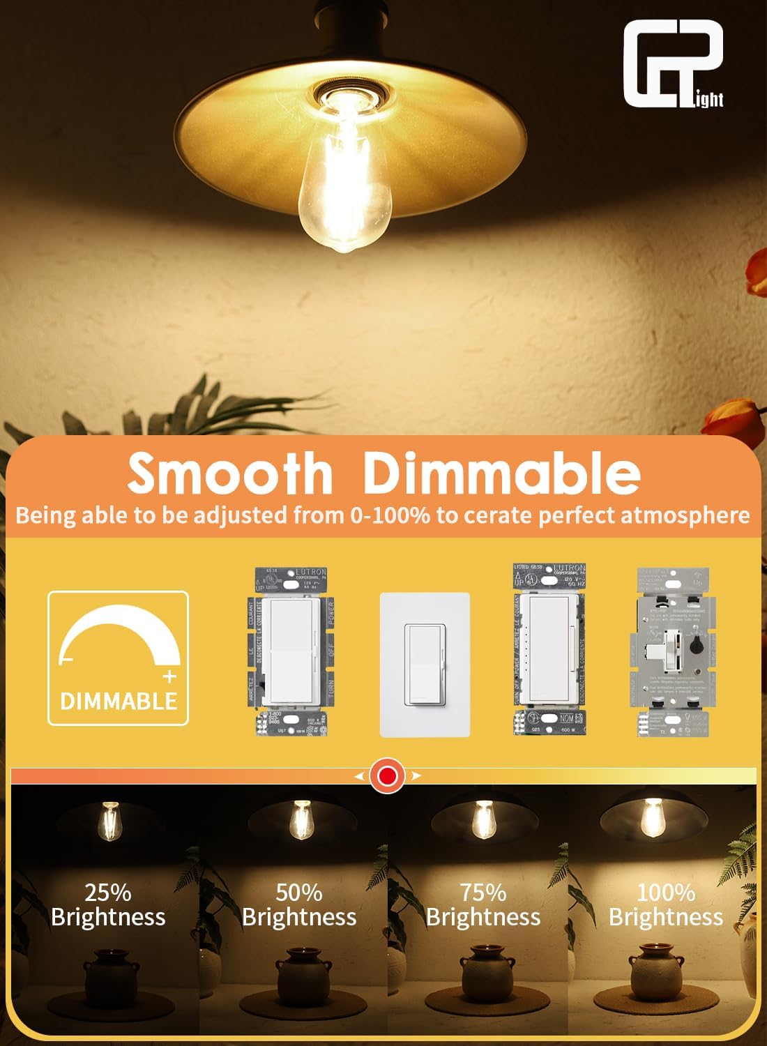 CRLight Dimmable Edison Bulbs, 6W 65W 650LM 3000K Soft White, ST58 = ST19 Vintage LED Light Bulb, 90+ CRI, E26 Medium Base, Clear Glass Style for Living Room, Bedroom, Home Decor, 10 Pack
