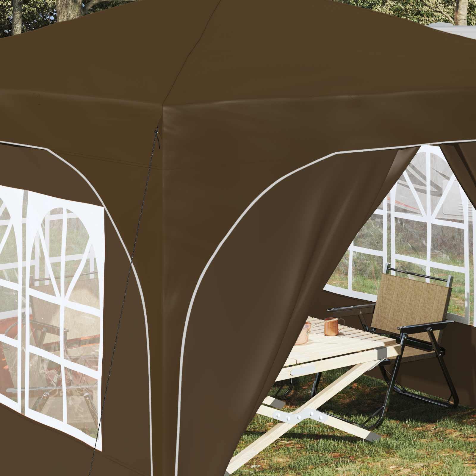 Namiot imprezowy Pop-up 290 x 290 x 245 cm, kolor taupe, składany i składany, z ochroną przed promieniowaniem UV, wodoszczelny namiot ogrodowy do użytku na zewnątrz, na kemping, taras i do