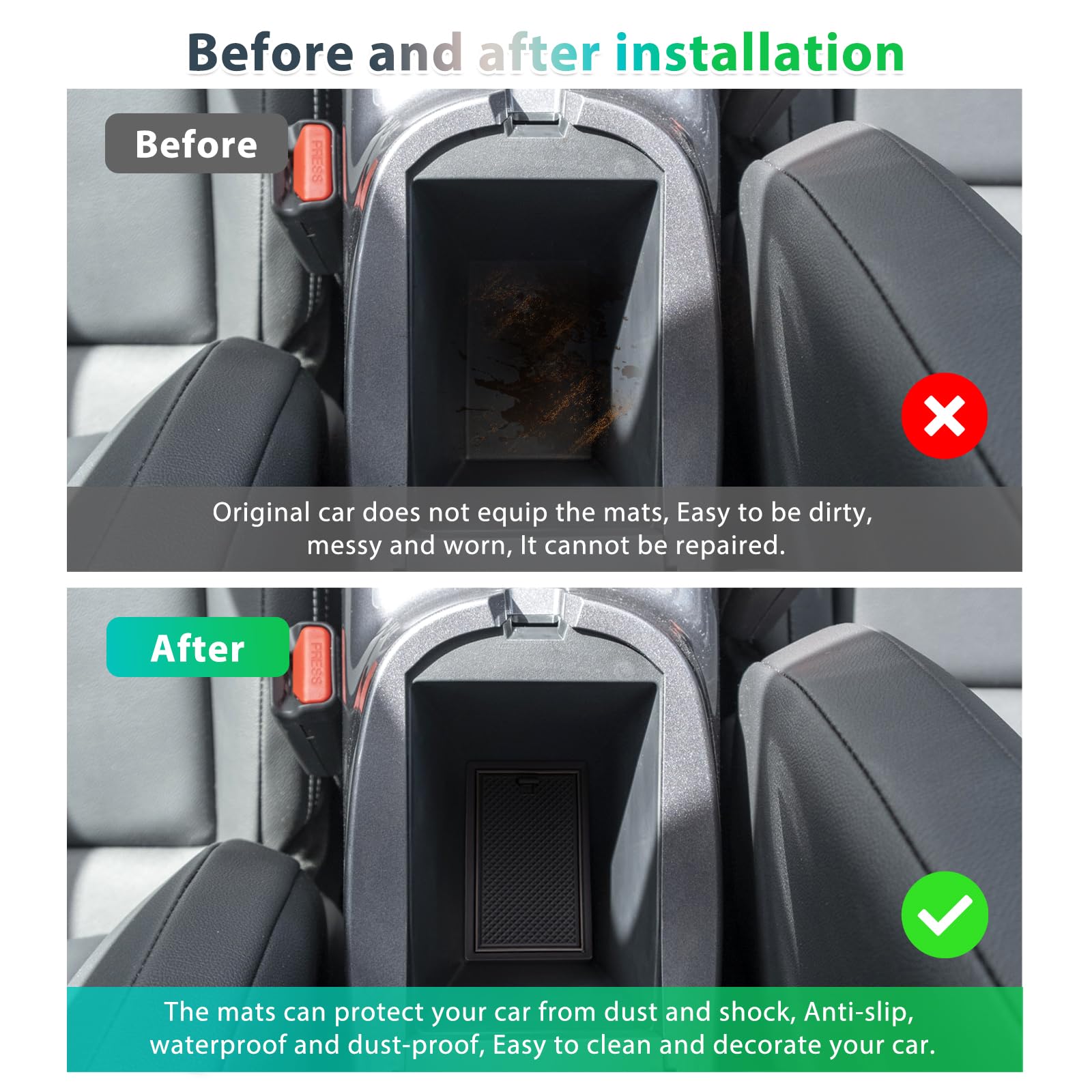 GAFAT Compatibile con Nissan Juke F16 2020-2024 2025 (Freno Elettronico) Tappetini Antiscivolo, Juke Hybrid Tappetini in Gomma, Console Centrale, Cuciture Porte, Accessori Juke F16 (Nero)