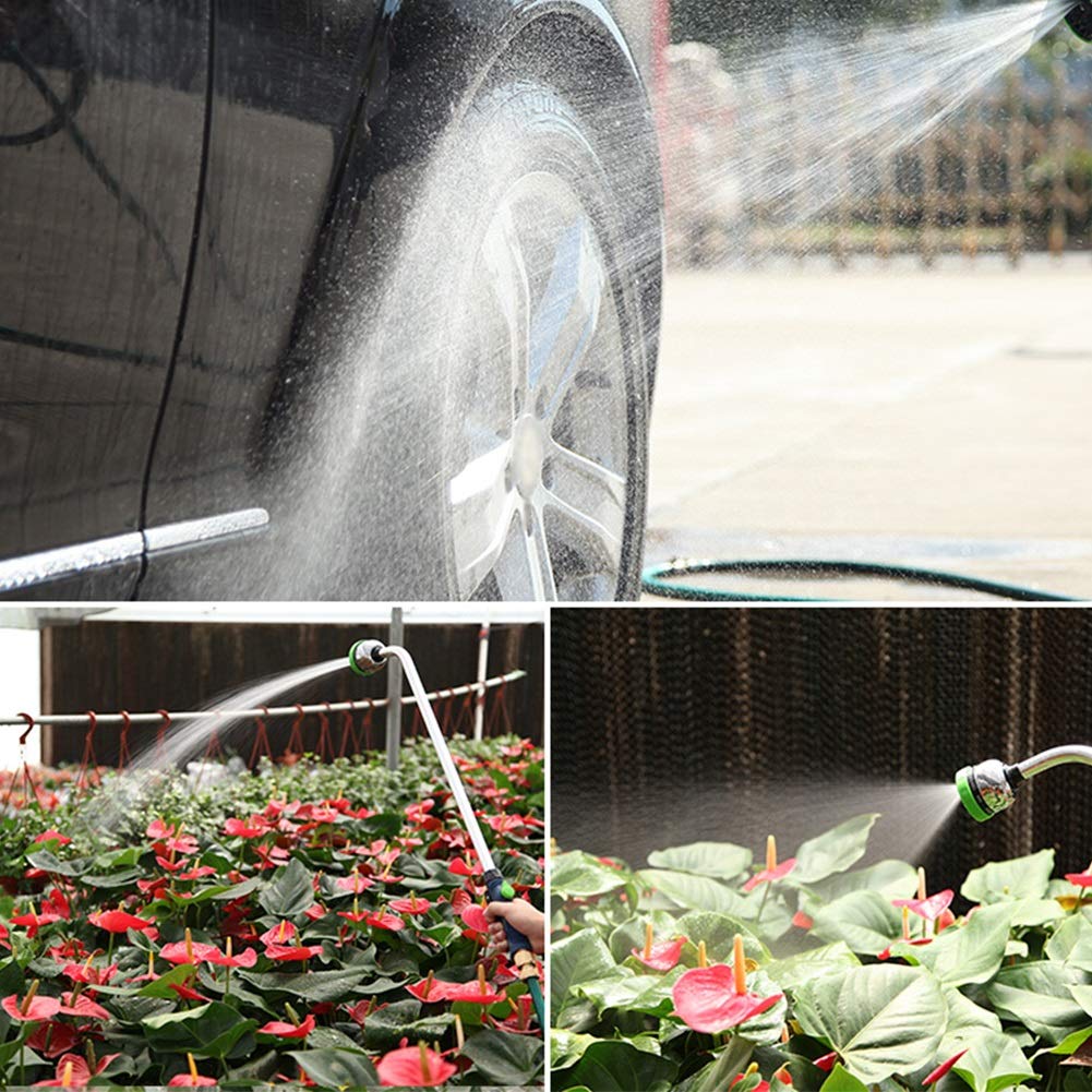 Lance per tubo da giardino regolabili ad alta pressione, pistola a spruzzo a 9 funzioni, pistola ad acqua a palo lungo per irrigazione da giardino (palo lungo, vestito da 25 m)