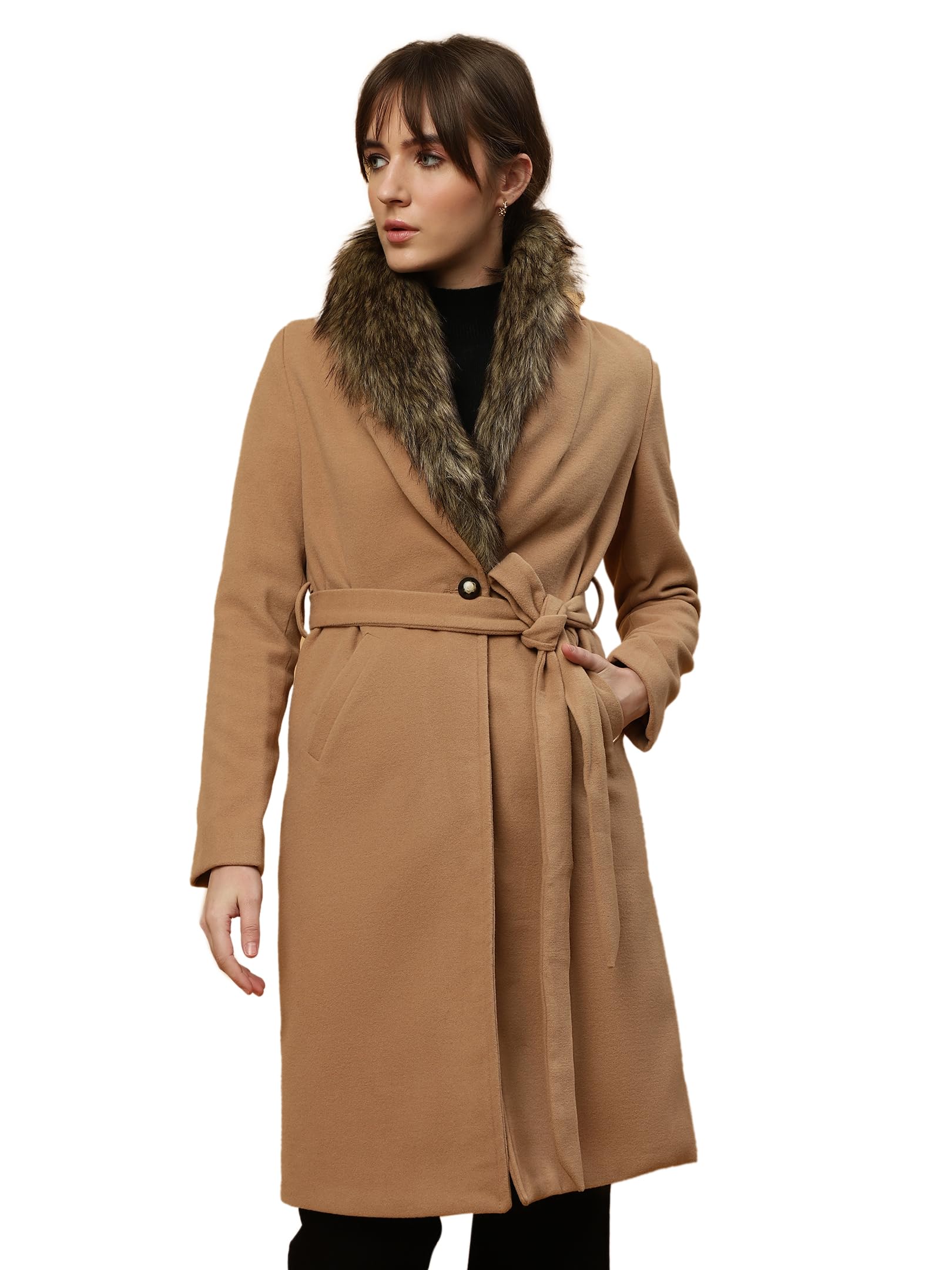 beatnik Shawl Collar Full Sleeve Sandy Brown Womens Blazers-picture-32
