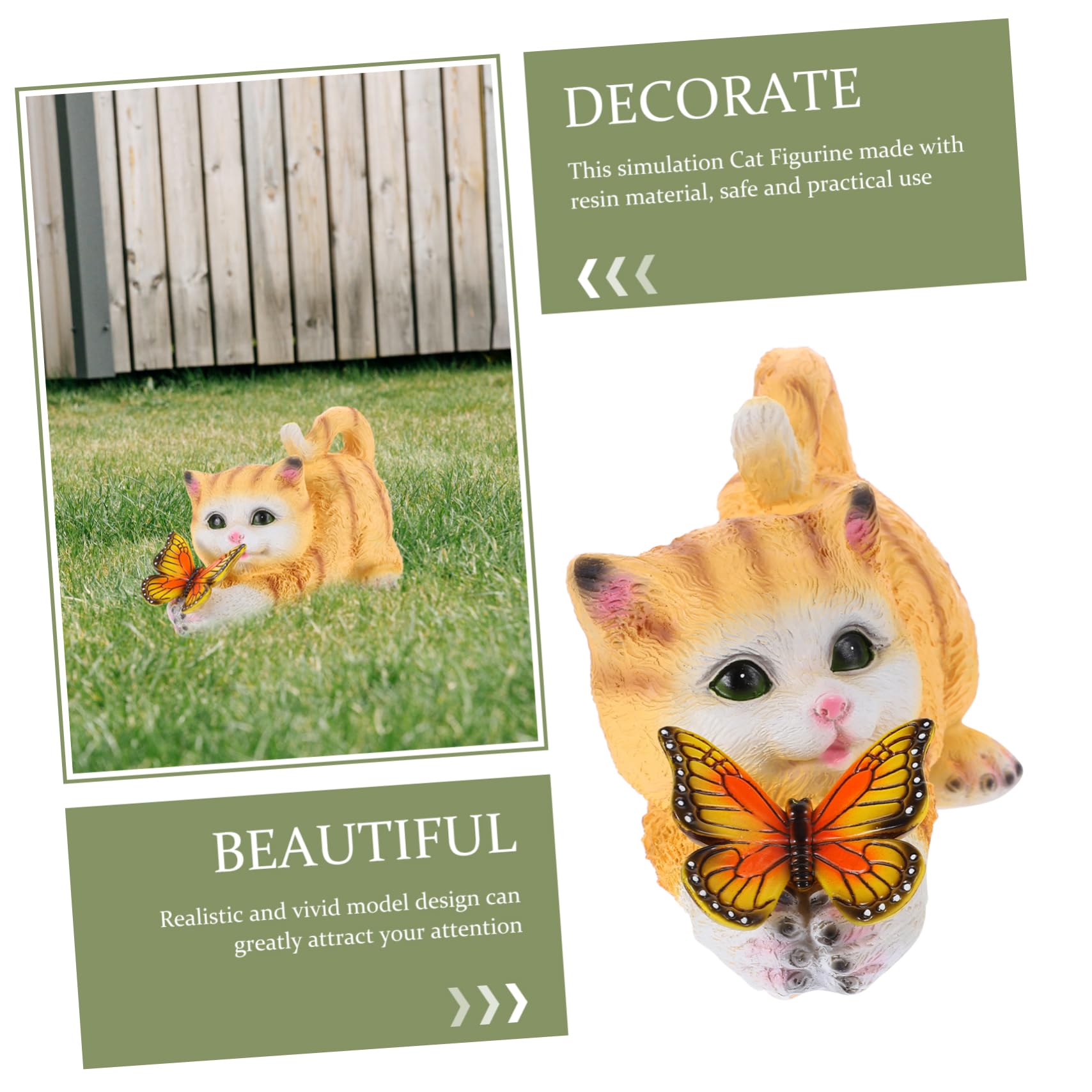 Realistische Katzenfigur Einzigartiges Katzenornament aus Kunstharz mit Solarlicht für Raumdekoration und Gartendeko Geschenk für Sammler und Lehrer