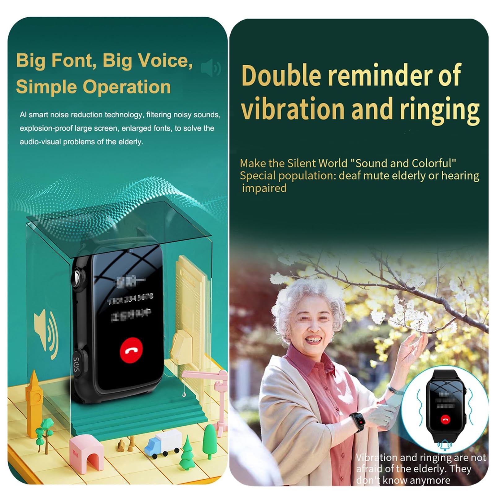 X&Z-XAOY Dispositivos De Alerta De Caídas para Personas Mayores Reloj Inteligente Impermeable Anti-Pérdida Reloj Alarma Personal con Botón SOS Videollamada HD&Carga Magnética para Madre/Padre(Red)