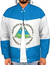 Nicaragua Flag Mens Bomber Jacket Lightweight Button Down Baseball Windbreaker Coat with Pocket