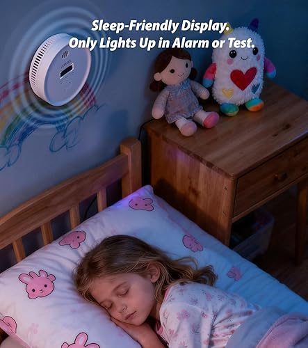 Miniatura 2 de Detector de humo y monóxido de carbono con pantalla digital, vida útil de 10 años con batería de litio reemplazable, alarma de incendio