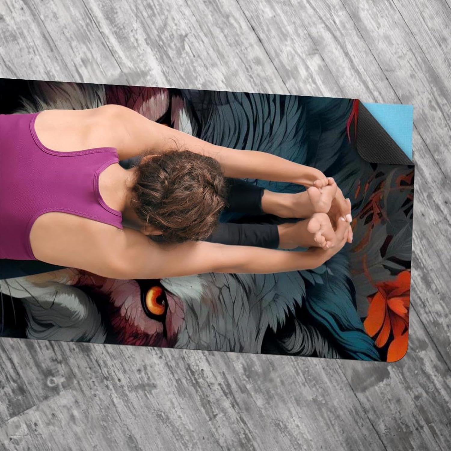 Yoga Towel, Wolf Animal Print Non Slip Sweat Absorbent Hot Yoga Mat Towel for Hot Yoga, Pilates and Fitness - 72.8" x 26.8"