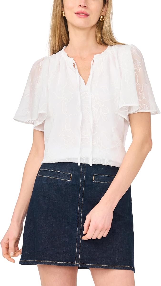 Vince Camuto Blusa con mangas princesa y cuello anudado