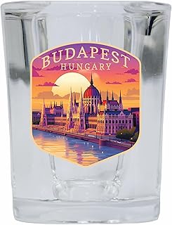 R and R Imports Budapest Hungary Parliament Building Design Souvenir 2 Ounce Shot Glass Square Single