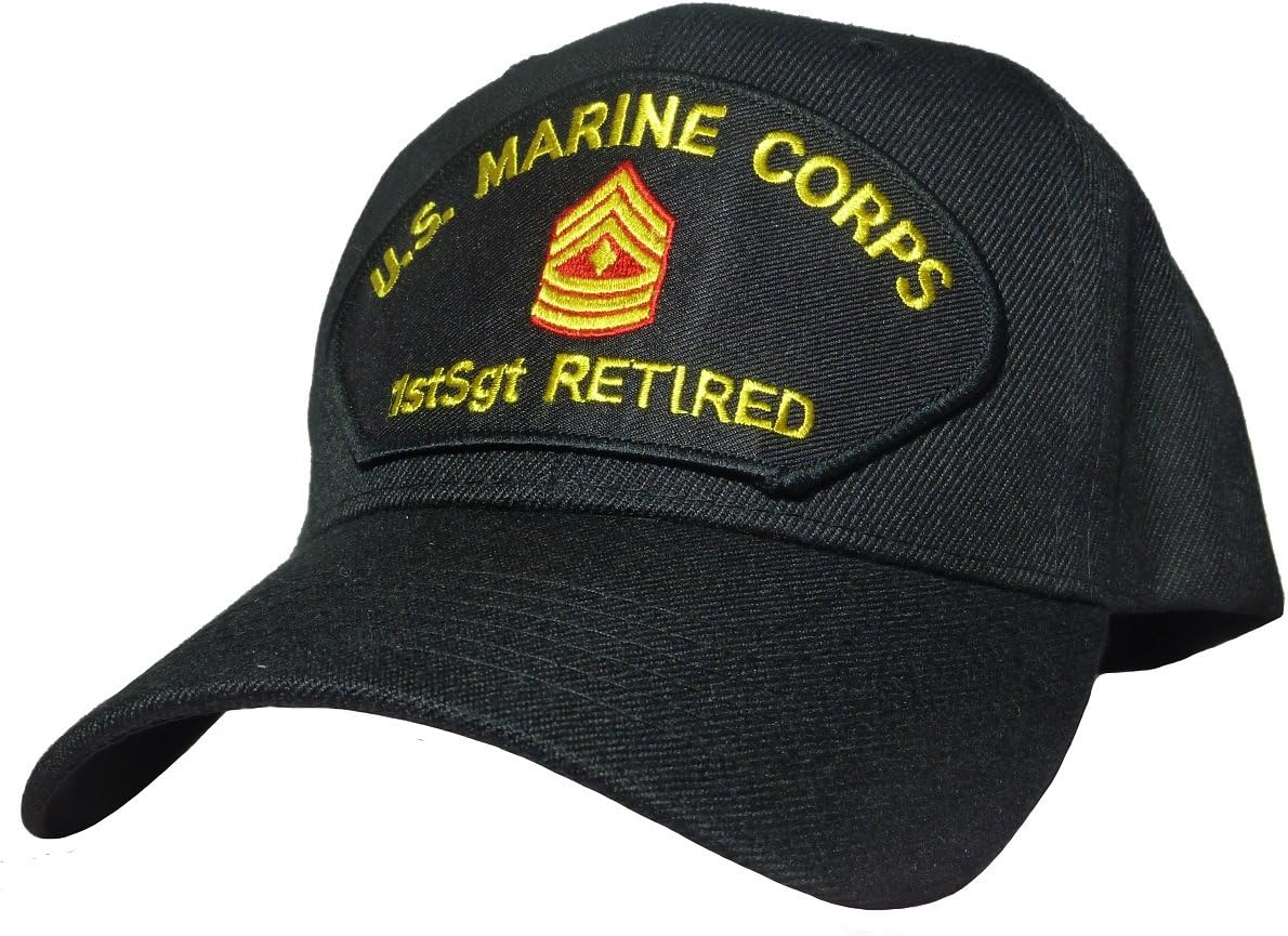 Military Productions Marine Corps First Sergeant Retired Cap Black