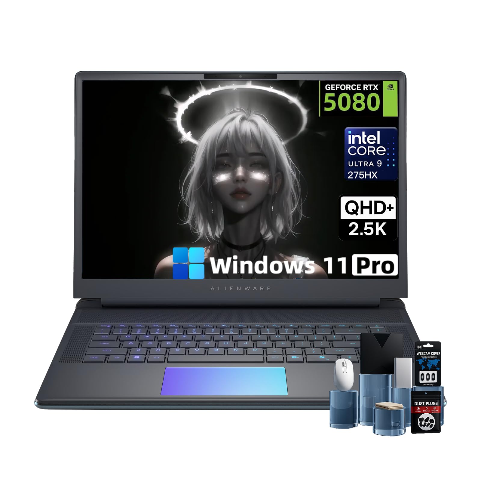 Alienware 18 Area-51 Gaming Laptop - Intel 24-Core U9 275HX, GeForce RTX 5080 16GB GDDR7, 18 Zoll QHD+ 3000Hz Display, Wi-Fi 7, Ai NPU, 4K Kamera, Quad Fan Cooling, AlienFX RGB (64GB DDR5, 8TB SSD)