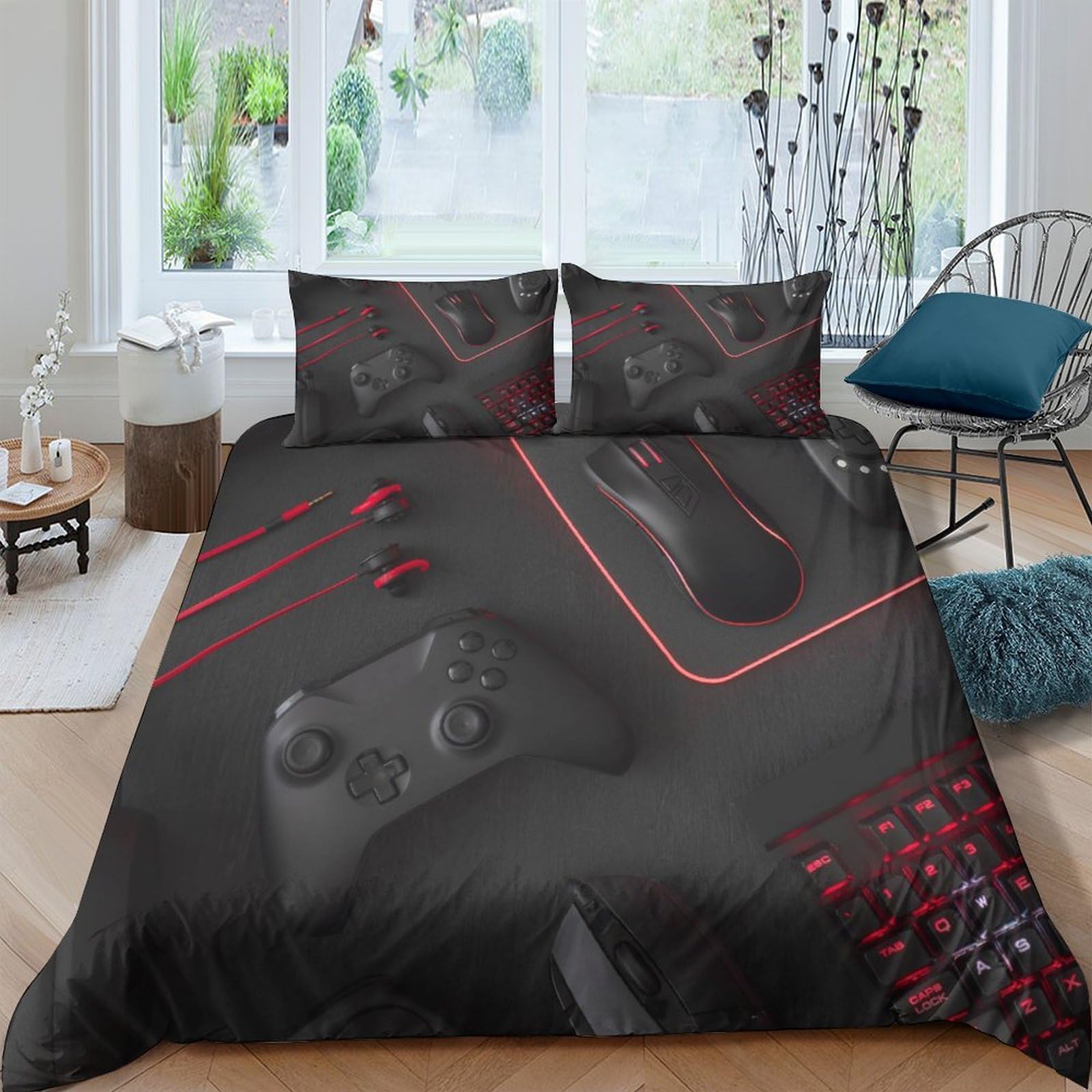 Parure de couette microfibre King IOFEER douce et légère à motif imprimé dessin original