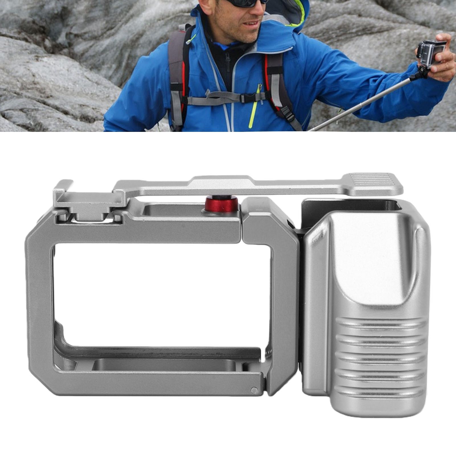 Cuifati Kit Impugnatura Fotocamera per Action 4 3 5 Pro con Sgancio Rapido Magnetico Supporto Ergonomico Antiscivolo in Silicone per Slitta Fredda Sostituzione Batteria Modulare