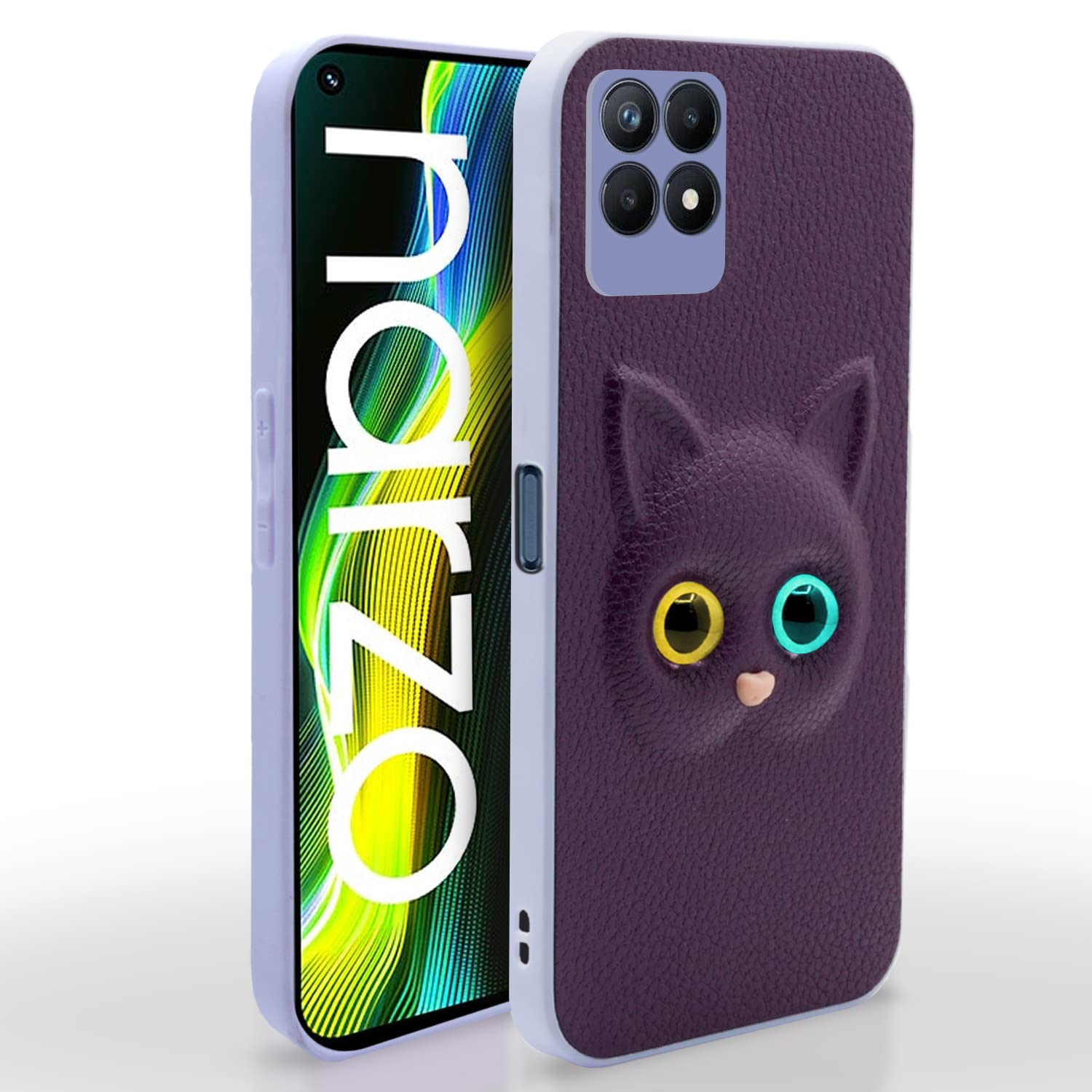 Pikkme Realme Narzo 50 4G / Realme 8i 4G Back Cover for Girls | Cute Cat Leather Finish | Soft TPU | Case for Realme Narzo 50 4G / Realme 8i 4G (Purple) (B0BGMLN413) Amazon Price History, Amazon Price Tracker