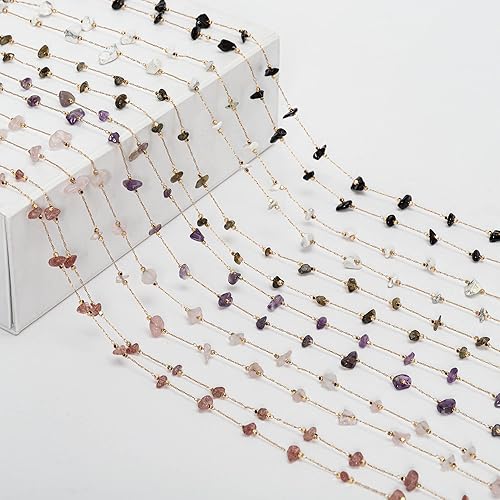 Miniatura 7 de KAOYOO Cadena de piedra volcánica de 2 yardas para decoración de bodas, manualidades de costura, accesorios de bricolaje (2 yardas, blanco)