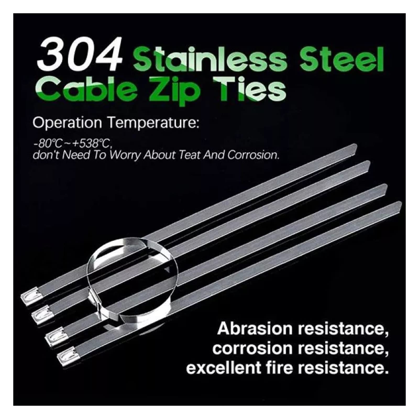 RWRAPS Fascette per Cavi in Acciaio Inossidabile 304 da 100 Pezzi Fascette per Cavi autobloccanti da 4,6 mm Fascette per Cavi in Metallo (Colore: Argento, Dimensioni: 4.6X350MM) (Argento 4.6X300MM)