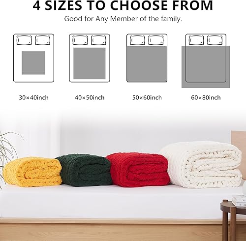 Miniatura 4 de L'AGRATY Manta de punto grueso  Manta suave y gruesa de 50 x 60 100 % manta de ganchillo de chenil tejida a mano, manta grande de punto trenzado