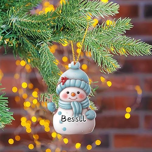 Miniatura 3 de 8 adornos de Navidad personalizados de muñeco de nieve 2023, adornos acrílicos de muñeco de nieve con nombre personalizado para árbol de Navidad,
