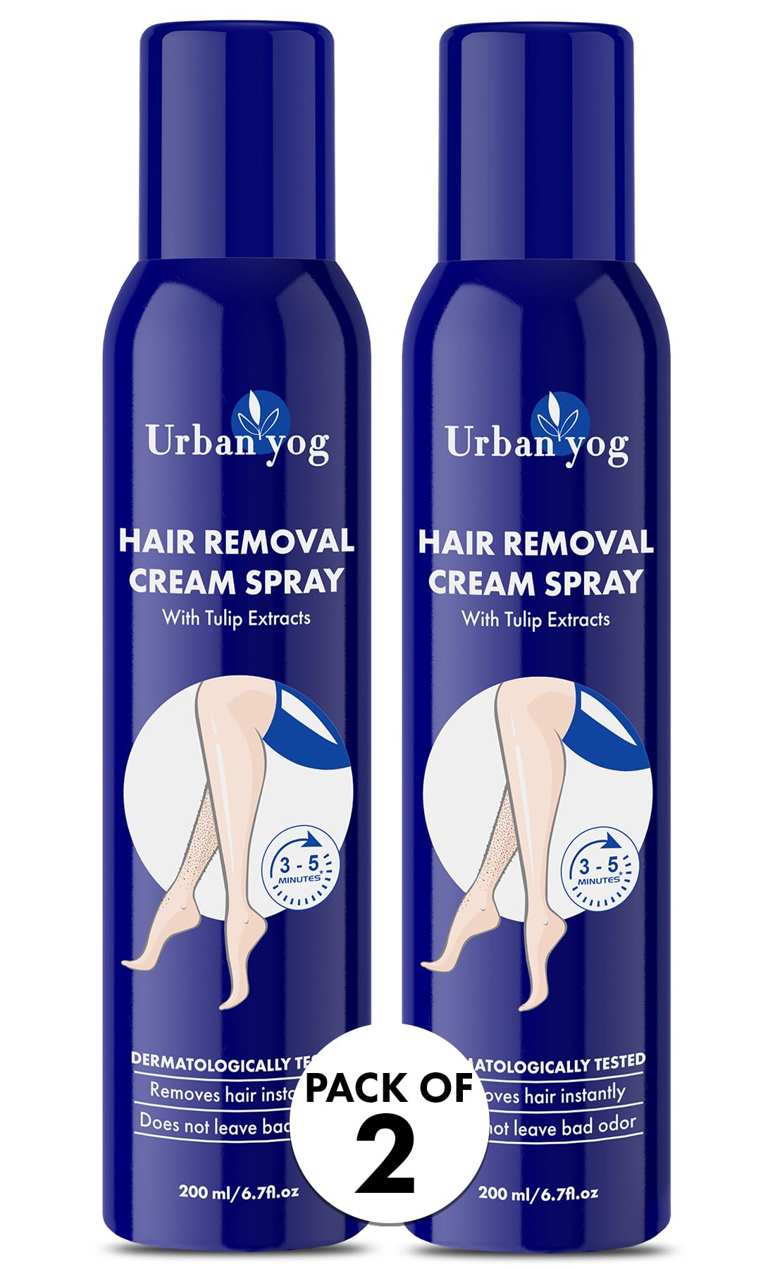 Urban Yog Hair Removal Cream Spray With Tulip Fragrance | Pain-free Body Hair Removal for Women (130 ml) (Pack of 2)-image-45
