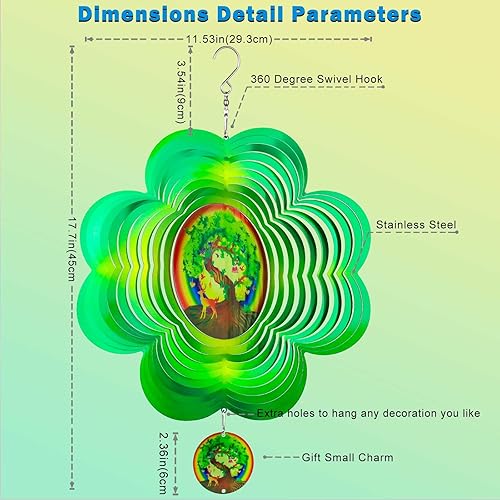 Miniatura 2 de Molinillos de viento de acero inoxidable 3D de 12 pulgadas, molinillos de viento cinéticos para patio, patio trasero, arte al aire libre,