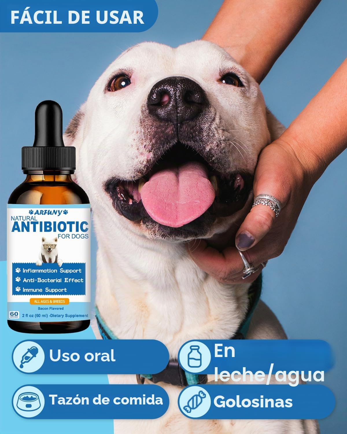 Antibióticos naturales para perros - 60ML gotas para la tos para perros - Alivio de picazón en la piel - Alivio de alergias - Fortalecimiento del sistema inmunológico - Con ingredientes