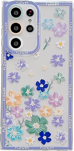Miniatura 2 de Compatible con Samsung Galaxy S22 Ultra 0.18 oz 6.8 pulgadas, funda transparente para teléfono con diseño de flores, bonita funda floral para