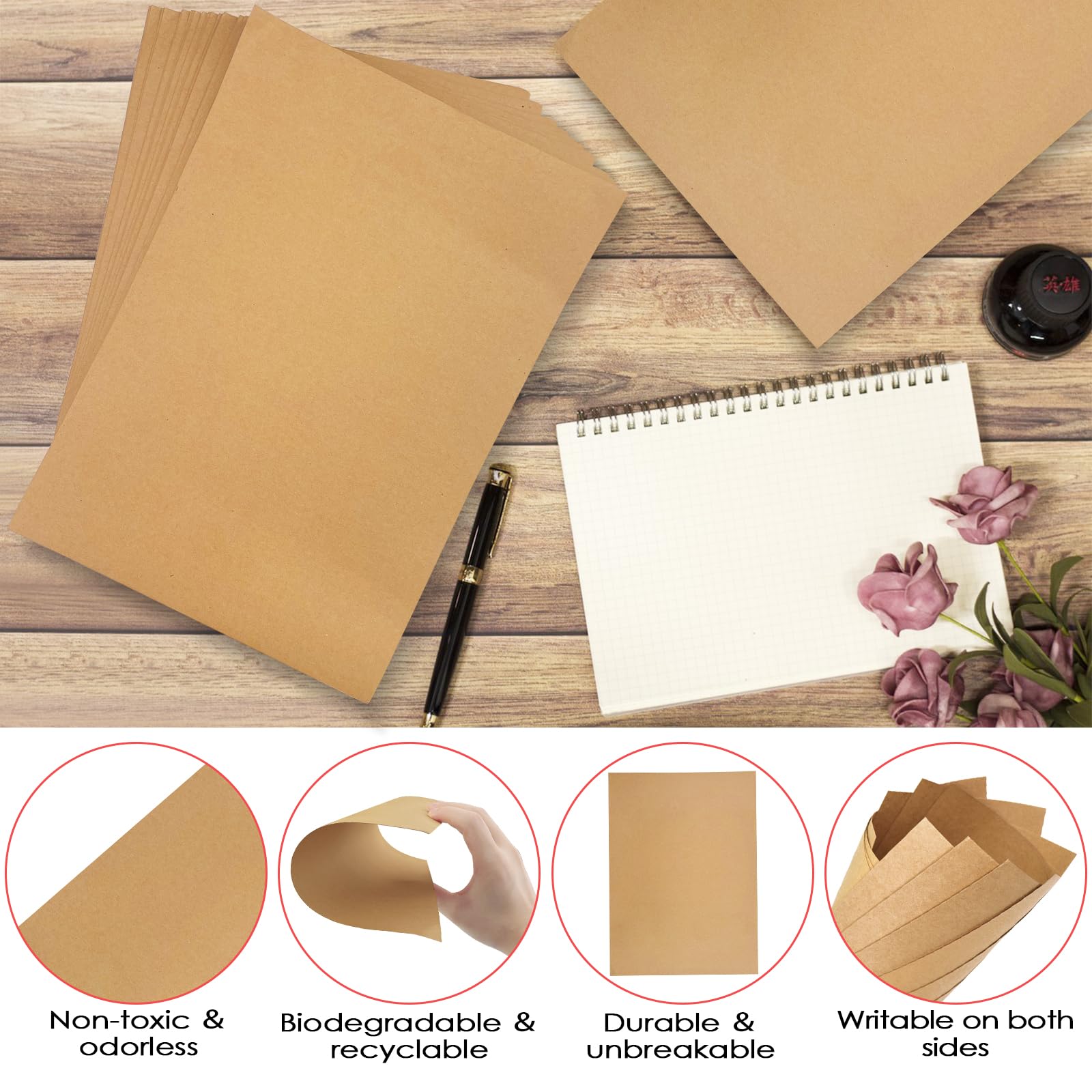 60 Feuilles Papier Kraft A4 250 G/m² - 21x29 Cm, épais, Pour Bricolage, Invitations, Impressions