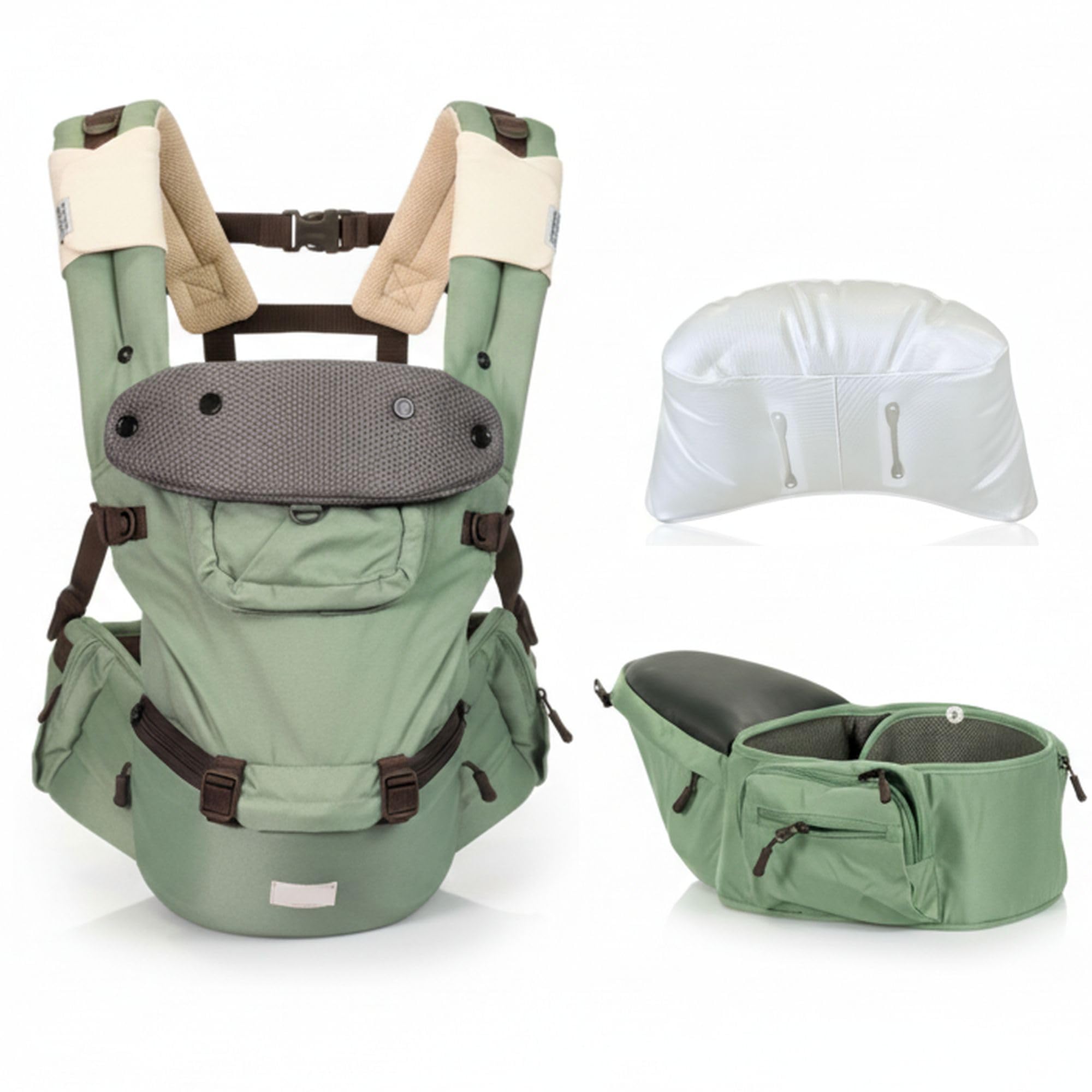 POLKA TOTS 6 in 1 Hip Seat Baby Carrier With Airbag Seat in Green Color, Adjustable Waist & Comfortable Lumbar Support With Trendy Carry Bag Mostly Suitable for C Section Mother (3 to 36 Month) Infant-image-33