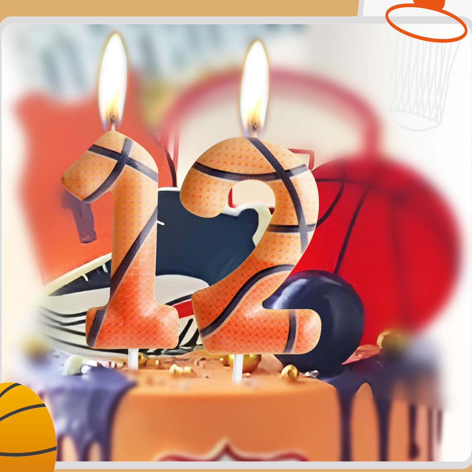 Zolunu Bougie de gâteau d'anniversaire sur le thème du basket-ball, numéro 11, fournitures de décoration de fête sur le thème du sport