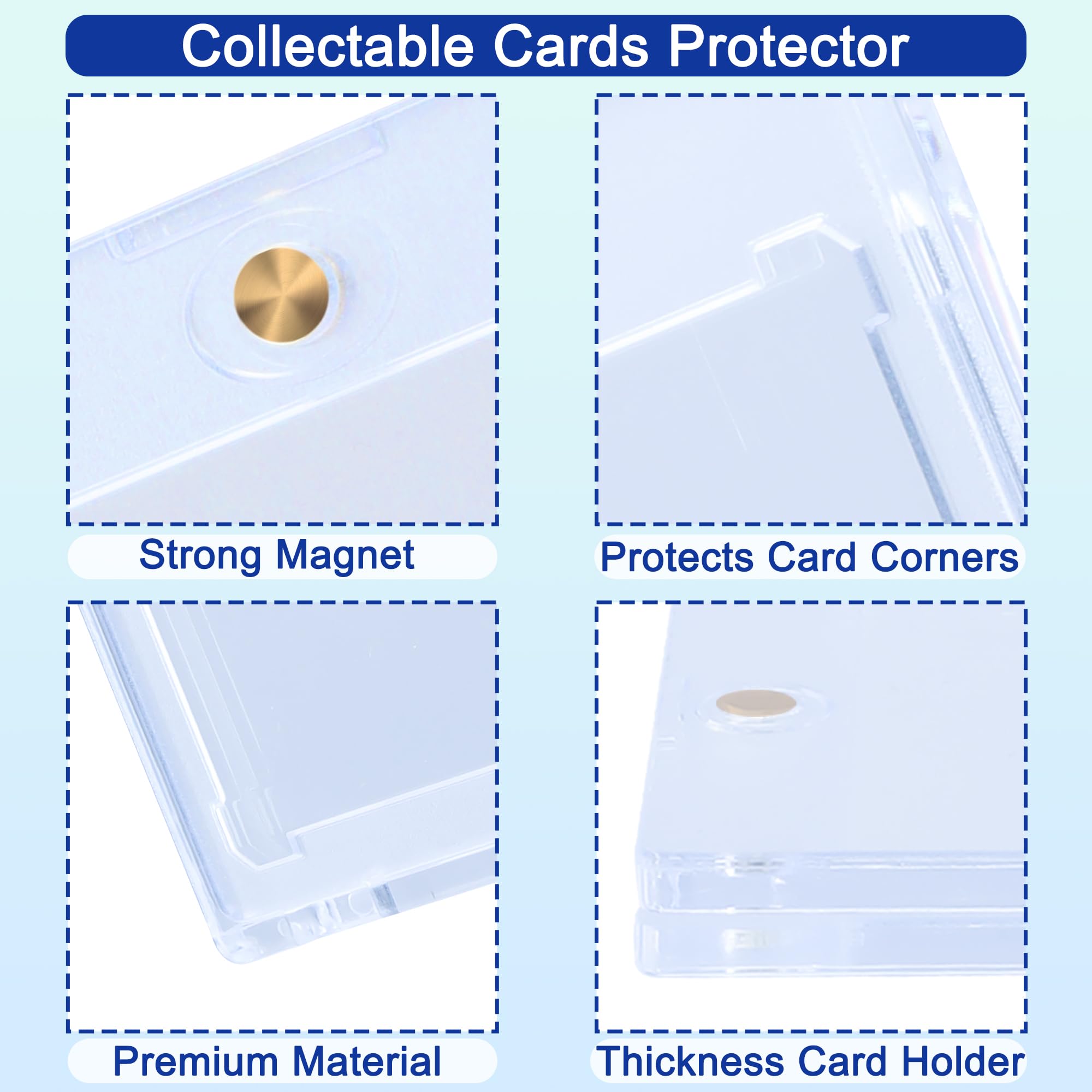 Tolesum Lot de 10 Magnetic Trading Card Holder 35PT Protege Cartes à Collectionner Protection UV Support Carte Magnétique Titulaire de Carte pour Magic, MTG, Sport, Baseball - Blu-ray