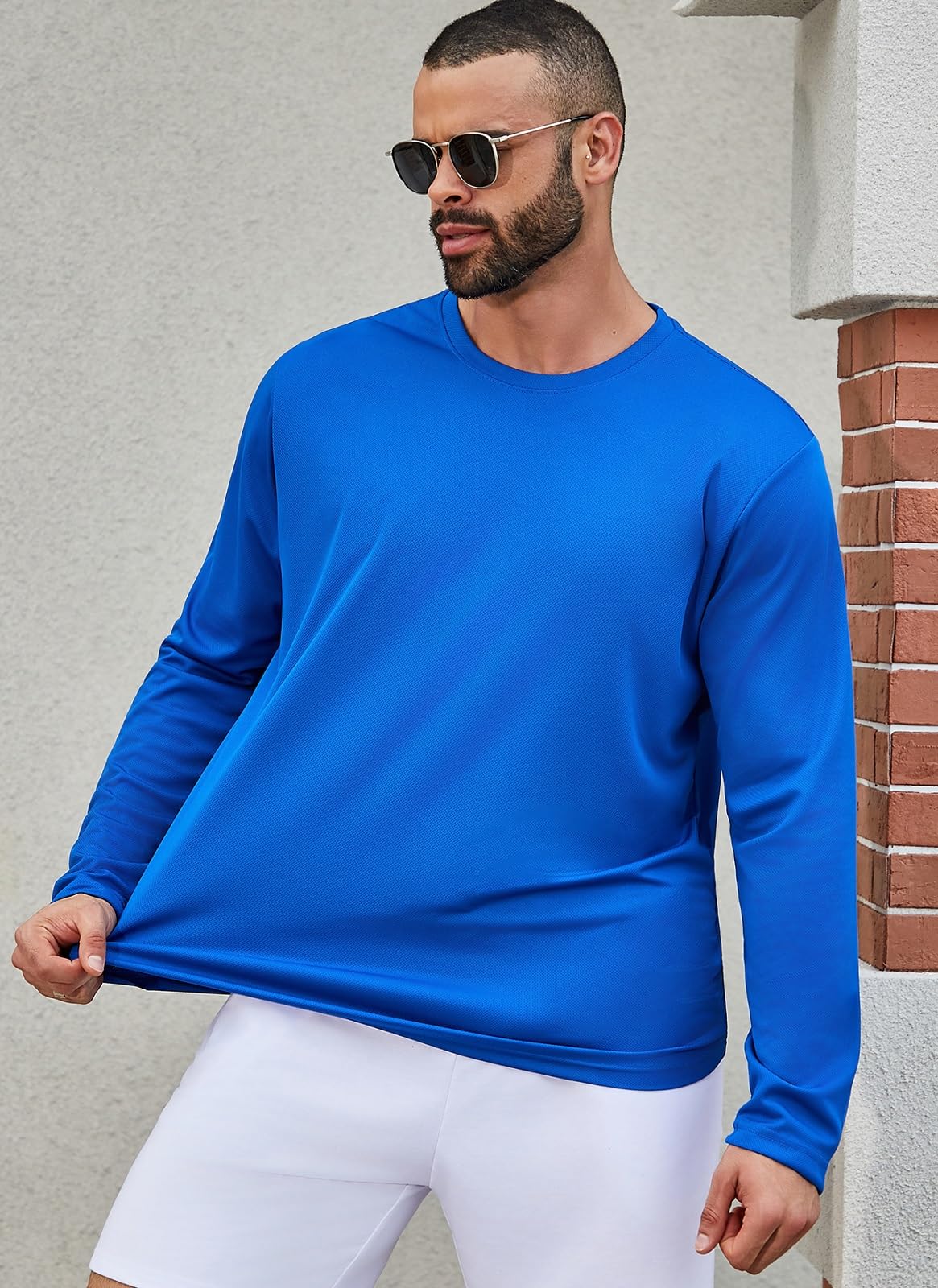 Facitisu Langarm-T-Shirts für Herren, schnell trocknend, athletisch, Laufen, Activewear, Workout, Performance-T-Shirt
