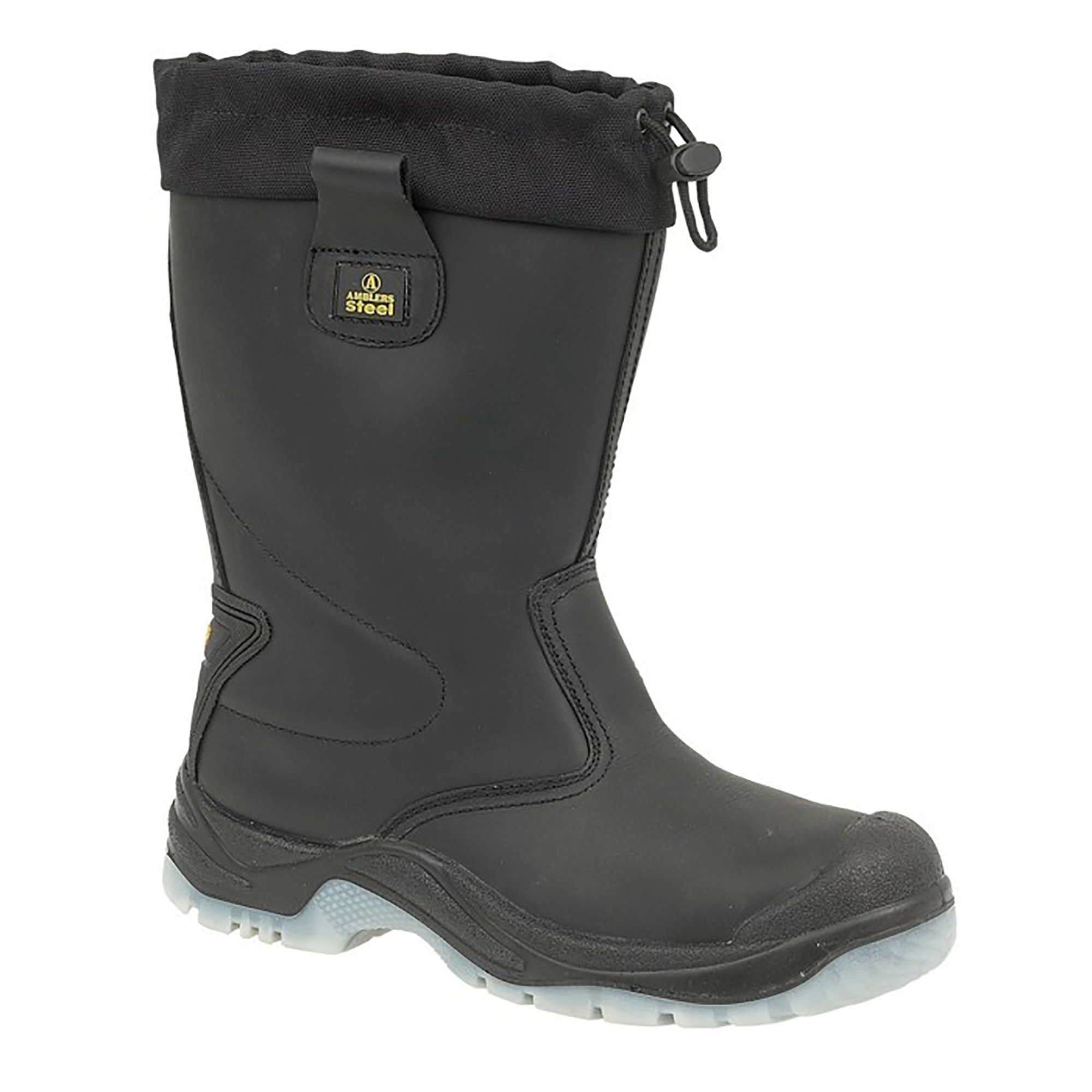 Amblers Safety Mens Mens FS209 Pull On Leather Safety Rigger Boots Black Black Leather UK Size 7 (EU 41, US 8)