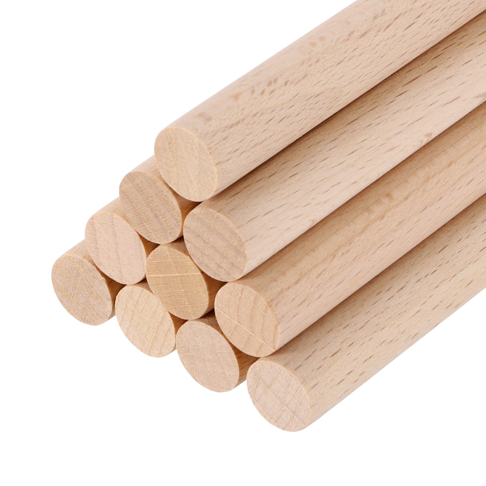 sourcing map Wooden Dowel Rods, 9mmx200mm Round Wooden Rod Unfinished Solid Wood Sticks Crafts Wand for Arts Decoration, Craft and DIY Projects Wand,Pack of 10