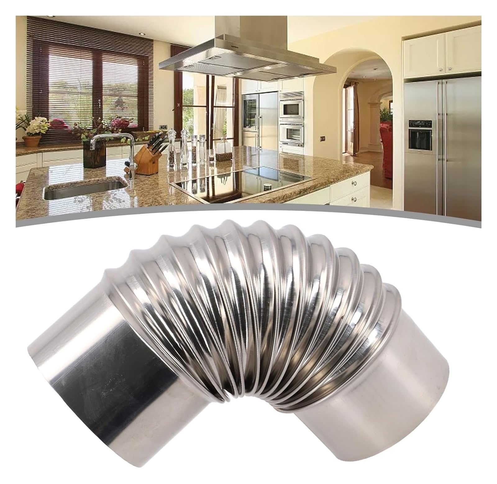 PFXNGMS Stove Flue Steel Flue Pipe Elbow,Elbow Chimney Liner Bend,Elbow Stove Pipe, Stainless Steel Wood Chimney Pipes, Heat Flue Pipe Rain Cap(50mm)