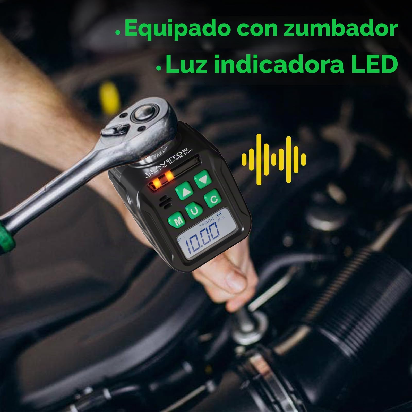 Llave Dinamometrica Digital, 1/2 1/4 3/8 Adaptadores de Alta Precisión 6 Unidades de Torsión Pantalla Retroiluminada (17-340NM)