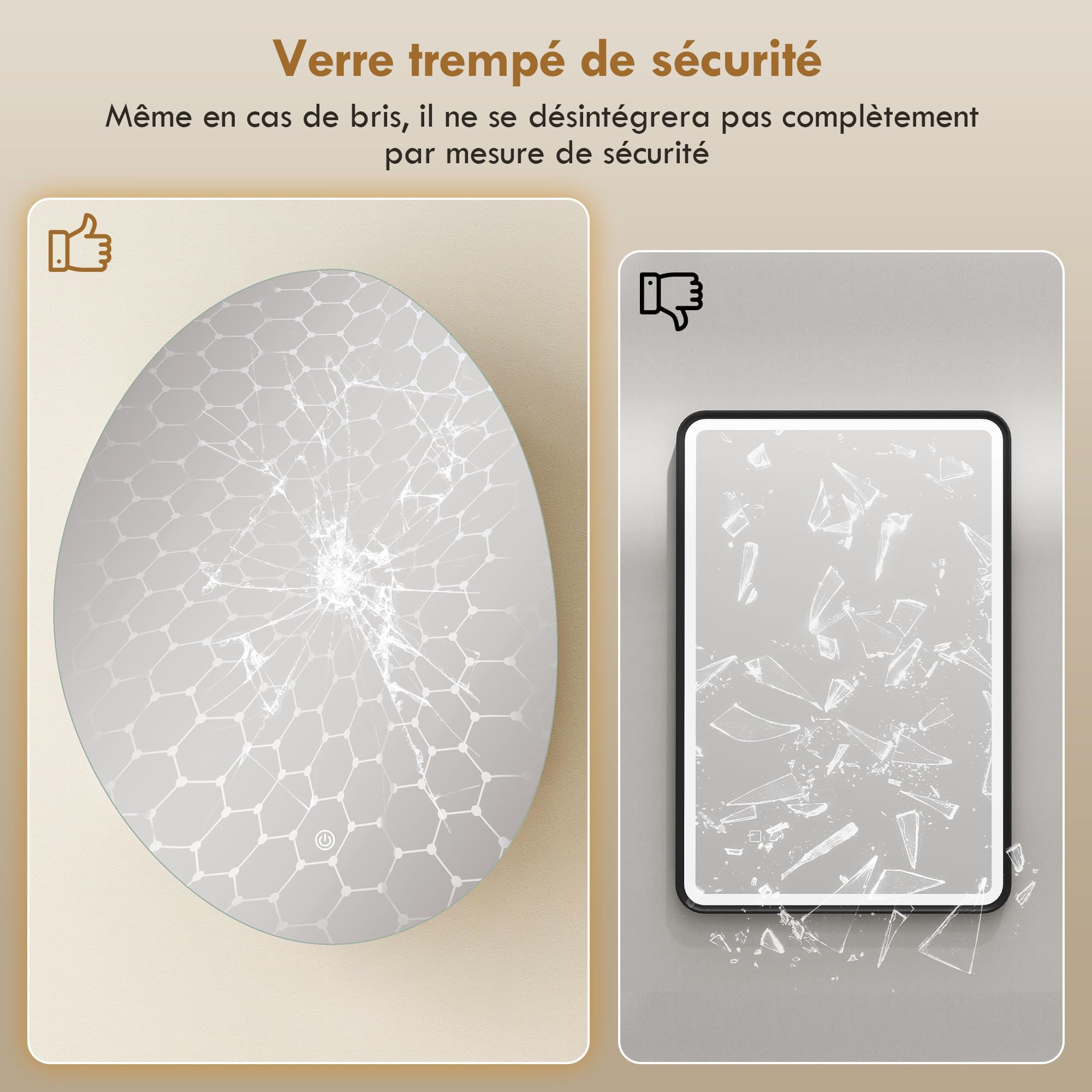 HOMCOM Armoire murale salle de bain avec miroir et éclairage LED, 50x14x70cm, meuble salle de bain à anti-buée, 3 températures de lumière, étagères réglables, minuterie, porte à fermeture douce, blanc