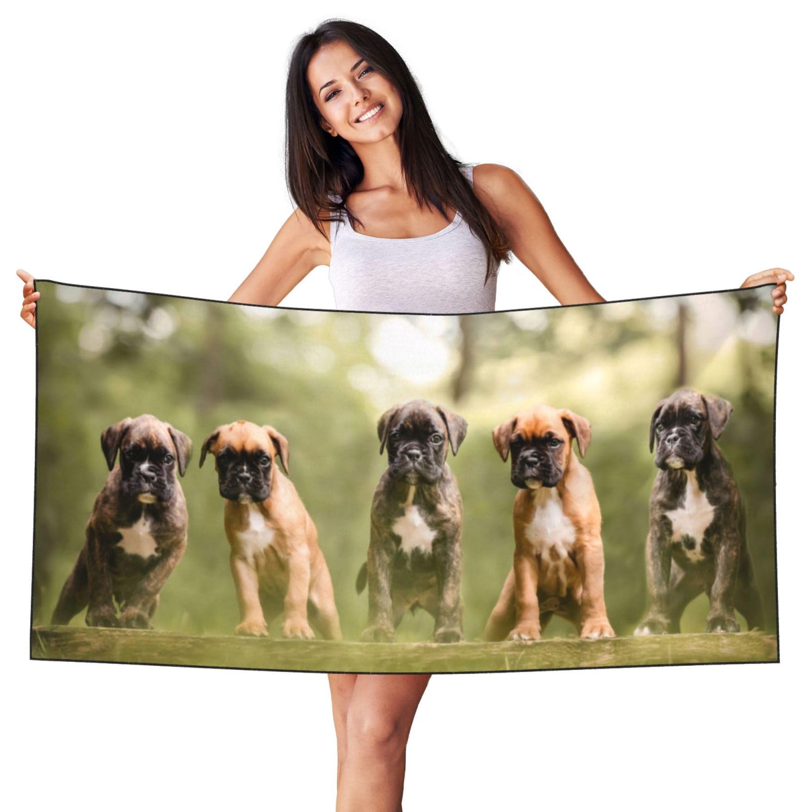 HDTVTV Boxer Dogs Puppies Pets Family Dogs, Velvet Beach Towel Ultra Soft Bath Towel Quick-Drying Beach Blanket