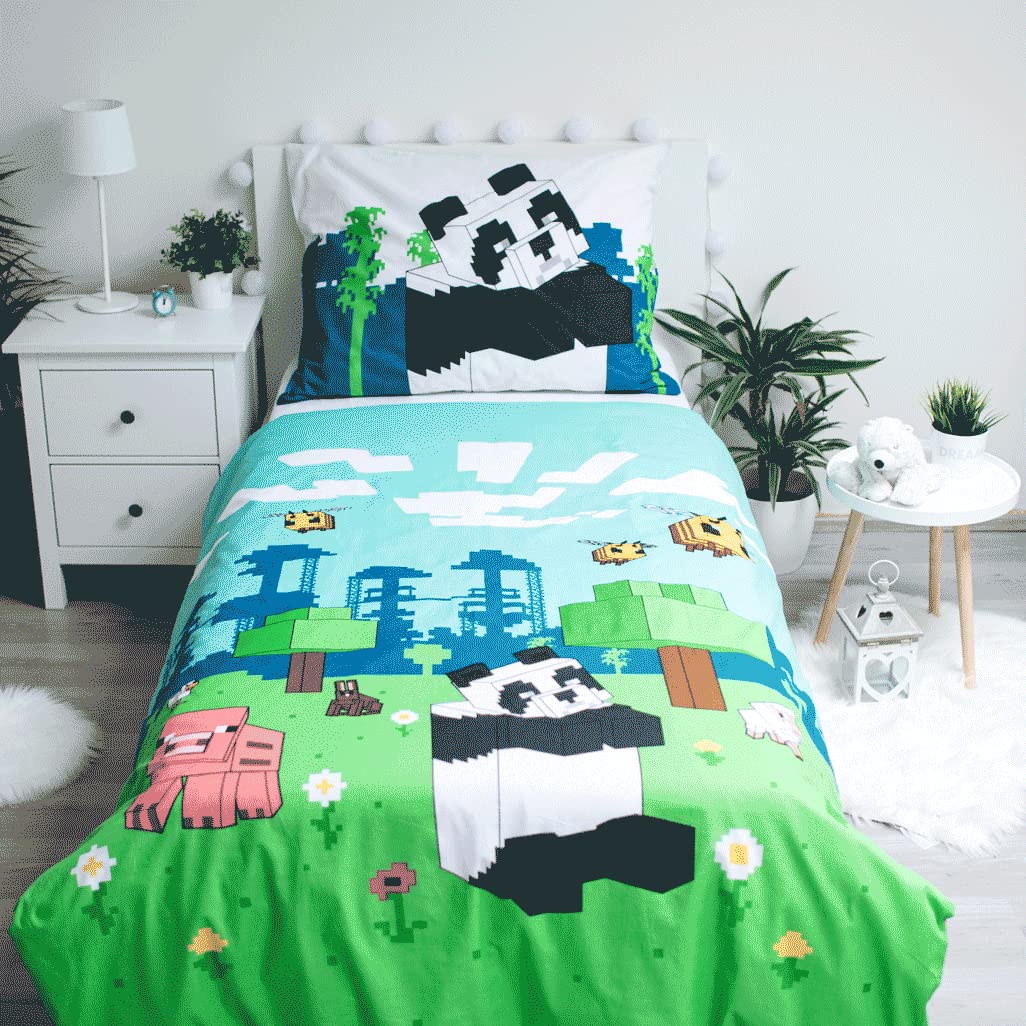 Minecraft Slurp/Blast beddengoed 135 x 200 cm 80 x 80 cm 100% katoen flanel omkeerbaar zacht en warm voor de winter beddengoed Creeper Steve Alex YKK rits cadeau
