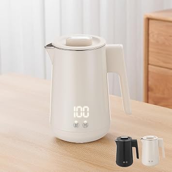 Electric Kettle, 27.6 fl oz 800 ml, Heat Retention Function, 6 Levels of Temperature Adjustment, New Life, Empty Firing Prevention, Stainless Steel, Double Layer Construction, Simple