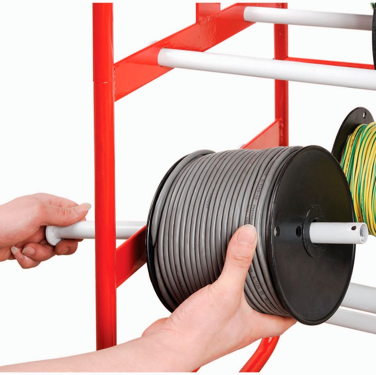 Global Industrial Wire Reel Caddy, 14"W x 16"D x 31"H, Orange