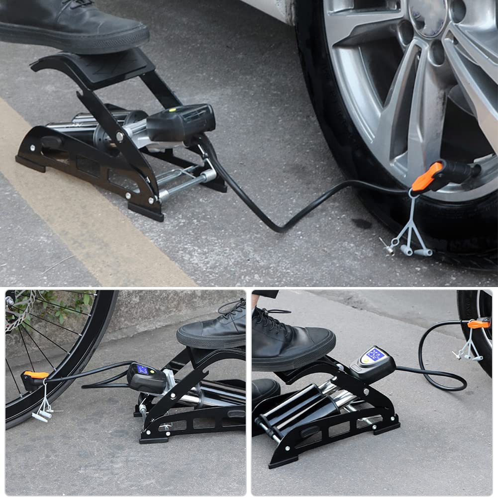 Składany, Dwucylindrowy Inflator do Pedałów do Rowerów Górskich, Ciśnienie Powietrza 200PSI